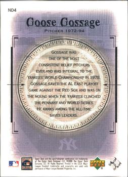2000 Upper Deck Yankees Legends - The New Dynasty #ND4 Goose Gossage Back