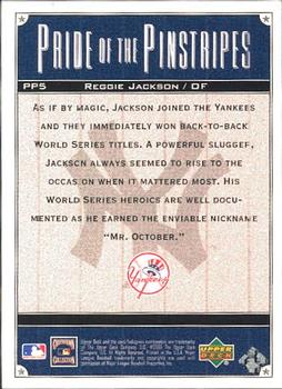 2000 Upper Deck Yankees Legends - Pride of the Pinstripes #PP5 Reggie Jackson  Back
