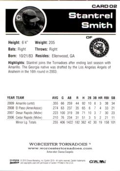 2010 Choice Worcester Tornadoes #02 Stantrel Smith Back