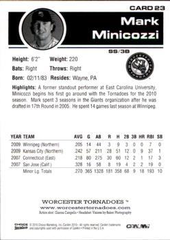 2010 Choice Worcester Tornadoes #23 Mark Minicozzi Back