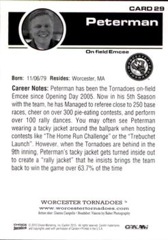 2010 Choice Worcester Tornadoes #29 Peterman Back