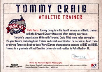 2010 Grandstand Brevard County Manatees #NNO Tommy Craig Back