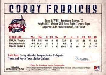 2010 Grandstand Brevard County Manatees #NNO Corey Frerichs Back