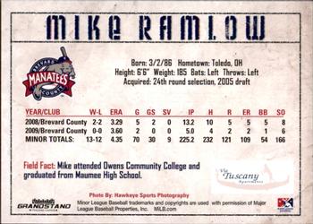 2010 Grandstand Brevard County Manatees #NNO Mike Ramlow Back