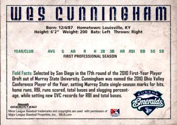 2010 Grandstand Eugene Emeralds #NNO Wes Cunningham Back