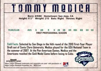 2010 Grandstand Eugene Emeralds #NNO Tommy Medica Back