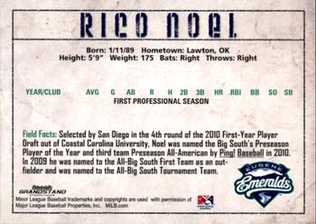 2010 Grandstand Eugene Emeralds #NNO Rico Noel Back