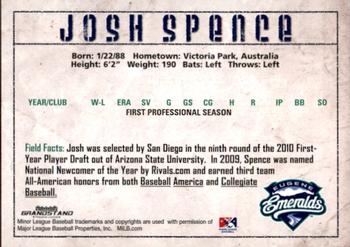 2010 Grandstand Eugene Emeralds #NNO Josh Spence Back