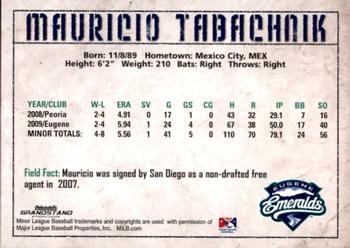 2010 Grandstand Eugene Emeralds #NNO Mauricio Tabachnik Back