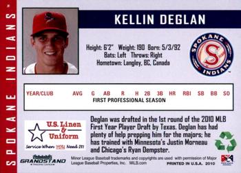 2010 Grandstand Spokane Indians #NNO Kellin Deglan Back