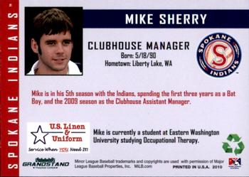 2010 Grandstand Spokane Indians #NNO Mike Sherry Back