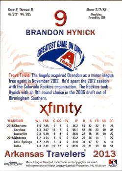 2013 Grandstand Arkansas Travelers #NNO Brandon Hynick Back