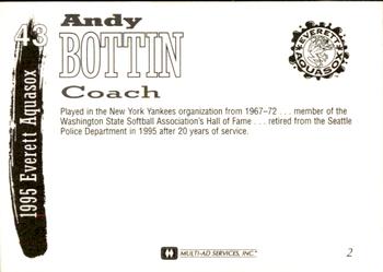 1995 Multi-Ad Everett AquaSox #2 Andy Bottin Back