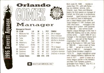 1995 Multi-Ad Everett AquaSox #7 Orlando Gomez Back
