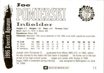 1995 Multi-Ad Everett AquaSox #15 Joe Pomierski Back