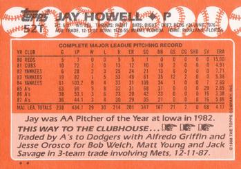 1988 Topps Traded #52T Jay Howell Back