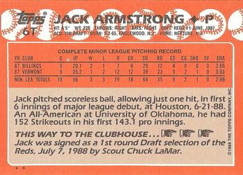 1988 Topps Traded #6T Jack Armstrong Back