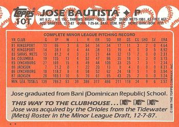 1988 Topps Traded #10T Jose Bautista Back