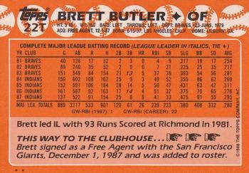 1988 Topps Traded #22T Brett Butler Back