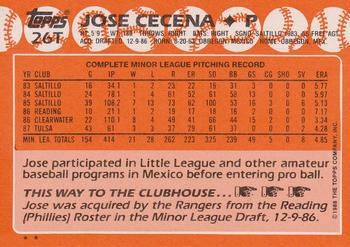 1988 Topps Traded #26T Jose Cecena Back