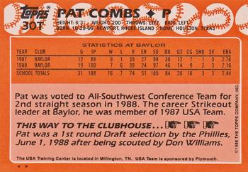 1988 Topps Traded #30T Pat Combs Back