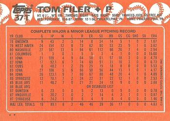 1988 Topps Traded #37T Tom Filer Back