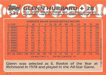 1988 Topps Traded #53T Glenn Hubbard Back
