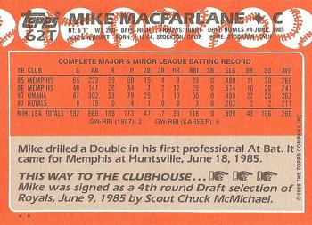 1988 Topps Traded #62T Mike Macfarlane Back