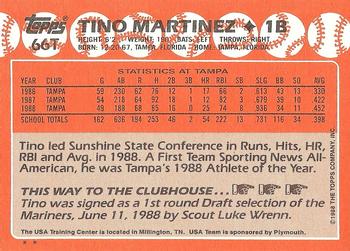 1988 Topps Traded #66T Tino Martinez Back