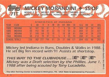 1988 Topps Traded #71T Mickey Morandini Back