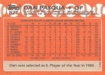 1988 Topps Traded #82T Dan Pasqua Back