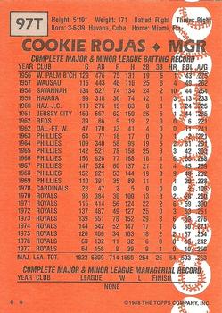 1988 Topps Traded #97T Cookie Rojas Back