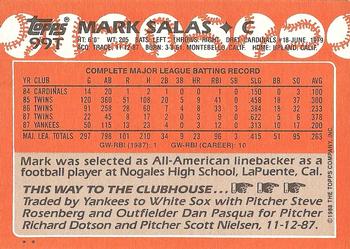 1988 Topps Traded #99T Mark Salas Back
