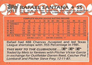 1988 Topps Traded #101T Rafael Santana Back