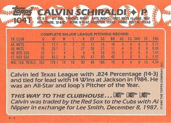 1988 Topps Traded #104T Calvin Schiraldi Back