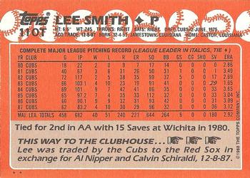 1988 Topps Traded #110T Lee Smith Back