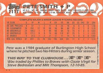1988 Topps Traded #111T Pete Smith Back