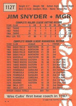 1988 Topps Traded #112T Jim Snyder Back