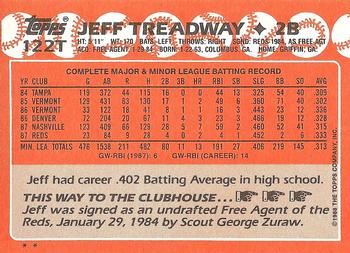1988 Topps Traded #122T Jeff Treadway Back