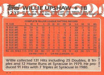 1988 Topps Traded #123T Willie Upshaw Back