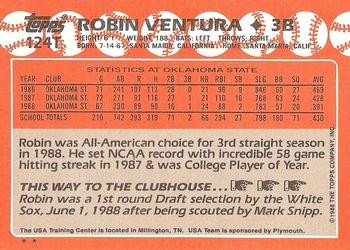 1988 Topps Traded #124T Robin Ventura Back