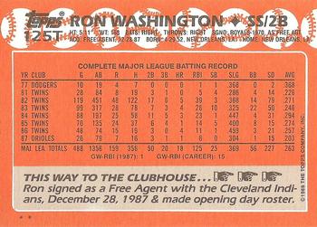 1988 Topps Traded #125T Ron Washington Back
