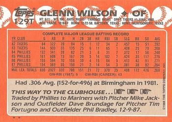 1988 Topps Traded #129T Glenn Wilson Back