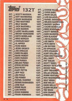 1988 Topps Traded #132T Checklist: 1T-132T Back