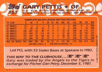 1988 Topps Traded #86T Gary Pettis Back