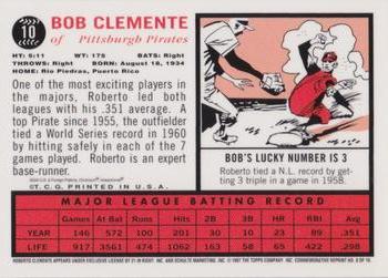 1998 Topps - Roberto Clemente Commemorative Reprints Finest #8 Bob Clemente Back