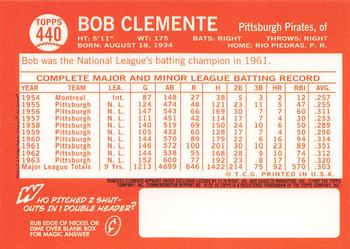 1998 Topps - Roberto Clemente Commemorative Reprints Finest #10 Bob Clemente Back