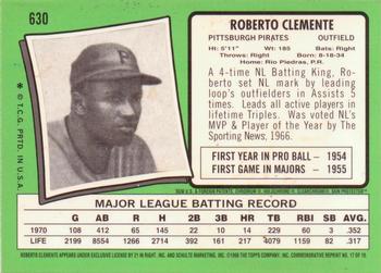 1998 Topps - Roberto Clemente Commemorative Reprints Finest #17 Roberto Clemente Back