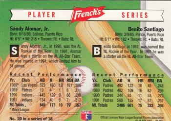 1992 French's #10 Sandy Alomar, Jr. / Benito Santiago Back