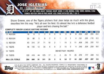 2016 Topps Detroit Tigers #DT-4 Jose Iglesias Back